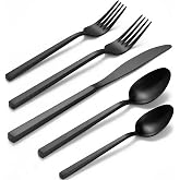 Alata Cube Black 20-Piece Forged Stainless Steel Matte Flatware Set for 4 | 18/0, Dishwasher Safe, Square Handle, Spoon Knives Forks Silverware Set, Cutlery Set, Daily Use, Party, Present, Restaurant