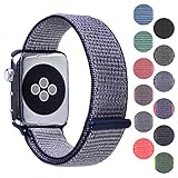 Pantheon Woven Nylon Replacement Apple Watch Band by, Sport Loop Edition, For Men or Women, Strap fits the 38mm or 42mm Apple iWatch, Compatible Series 1, 2, 3, Nike … (Midnight Blue, 38mm)