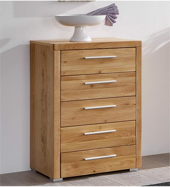 VAJA Möbel Kommode Highboard Wildeiche 5 Schubladen mit Softclose