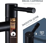 Wasserrhythm Basin Pillar Taps Pair Black Monobloc Twin 1/4 Turn 2PCs view 7