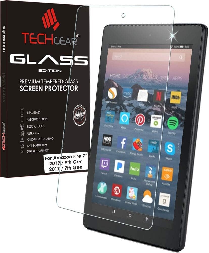 TECHGEAR GLASS Edition Screen Protector for Previous Amazon Fire 7" Tablet (9th Generation / 2019 & 7th Gen / 2017)