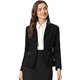 Allegra K Faux Suede Blazer for Women Lapel Collar Button Front Long Sleeve Jacket Casual Office Wear