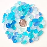 30 Pieces Sea Glass Beads/Beach Glass Beads for Jewelry Making (Shadow of Blue, Medium(10-14mm Length))