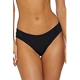 Soluna Swim Womens Buckle Up Shirred Bikini Bottom, Cheeky Coverage, Swimwear Separates for Women