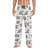 Funny Grey Raccoon Pajama Pants Cute Animals Men's Pajama Bottoms Lounge Sleepwear PJs Casual Lightweight Sleep Pants XL