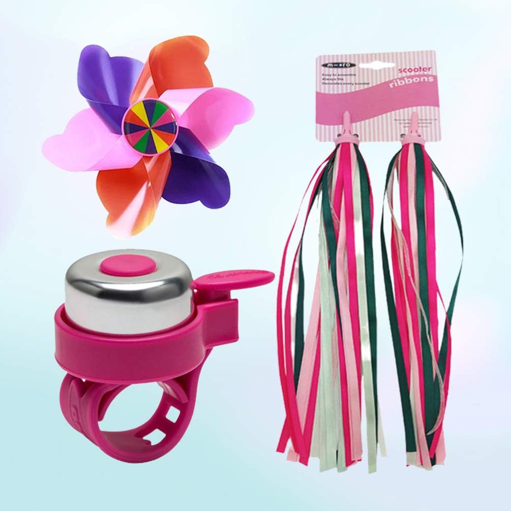 BESPORTBLE 3PCS Bike Accessories for Kids Girls Scooter Bicycle Decorations Bike Handlebar Streamers Bell Bicycle Wheel Spokes Windmill - Image 4