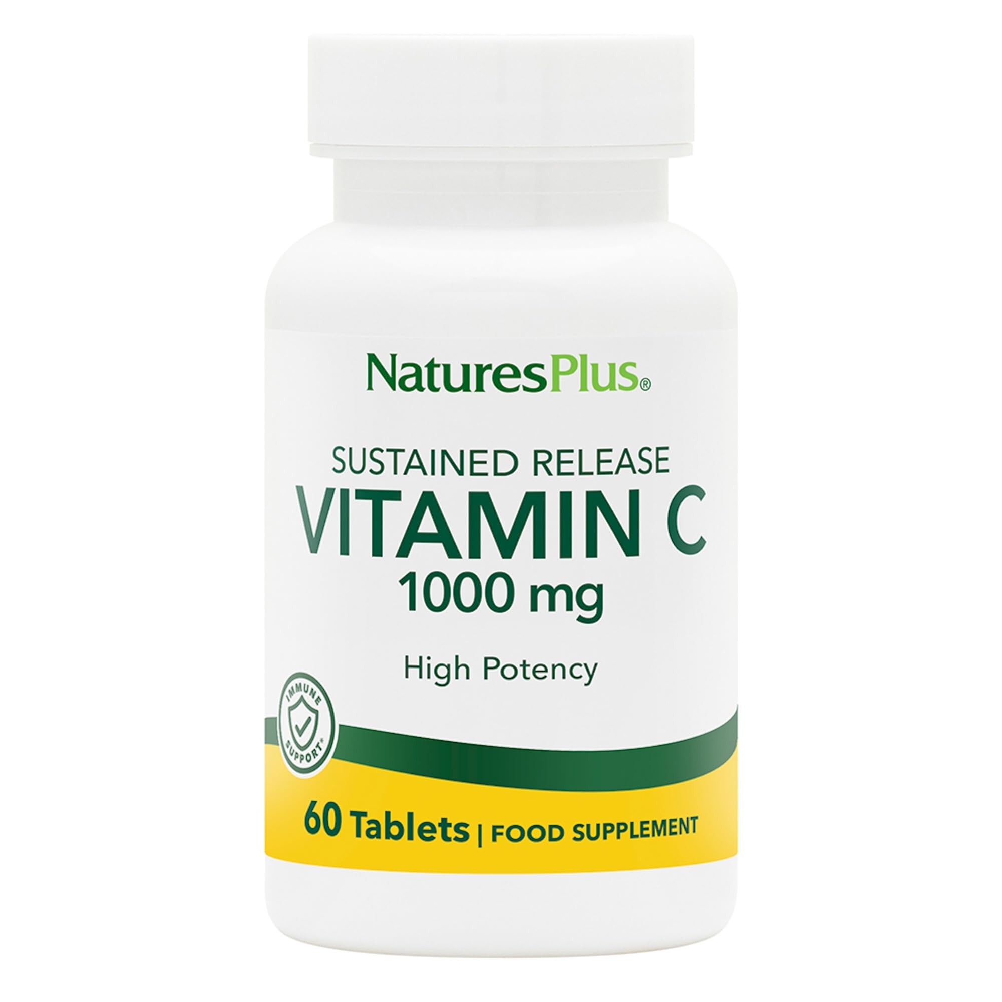 NaturesPlus Vitamin C 1000Mg with Rose Hips - Immunity, Collagen, Bone, Cartilage Support - High Potency, Sustained Release - Gluten Free, Vegetarian - 60 Tablets