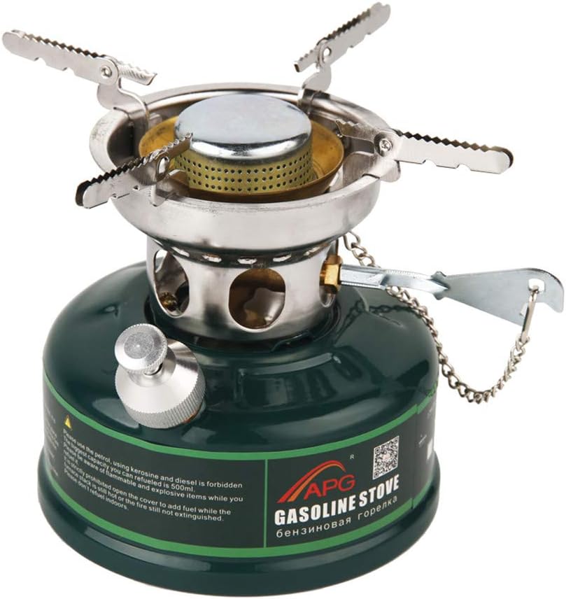 HUEOCAQND Camping Gasoline Stove Non Preheating No Noise Oil Furnace Picnic Burners Petrol Stove Cookware