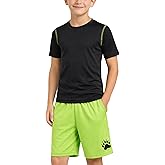 Black Bear Active Boys Short Sets - 2 Piece Performance Crewneck Short Sleeve T-Shirt and Shorts Boys Athletic Sets (8-18)