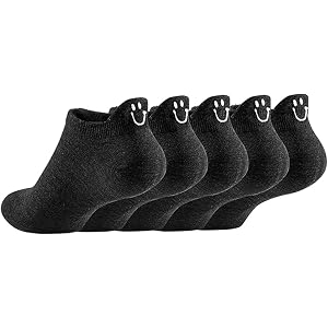 5 Pairs Cute Smiley Face Daisy Socks for Women Kawaii Embroidered Funny Low Cut Ankle Socks for Women Girls