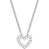 Juvux Sterling Silver Heart Necklace for Women, S925 Dainty Love Heart Necklaces with Cubic Zirconia, Cute Silver Pendant Necklaces Jewelry Gifts for Women Mother Birthday Valentines