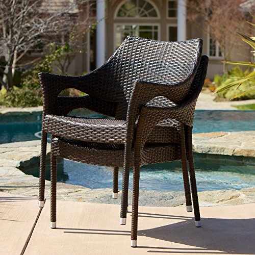 Christopher Knight Home Cliff Outdoor Wicker Chairs, 2Pcs Set