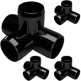 FORMUFIT 1-1/4&rdquo; 4-Way Tee Furniture Grade PVC Fitting in Black, Made in USA, UV-Resistant, Impact-Proof, 1.660&rdquo; Actual Socket Diameter (Pack of 4) - F1144WT-BK-4