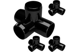 FORMUFIT 1-1/4” 4-Way Tee Furniture Grade PVC Fitting in Black, Made in USA, UV-Resistant, Impact-Proof, 1.660” Actual Socket Diameter (Pack of 4) - F1144WT-BK-4