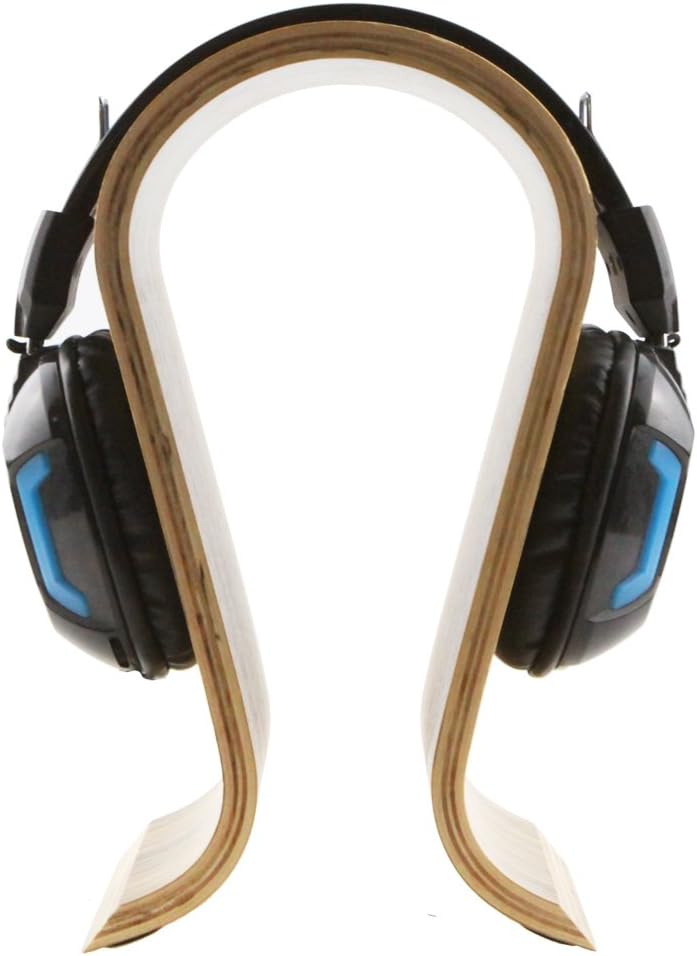Wooden Wood Omega Headphone Stand, Gaming Headset Display, Headphone Holder Hanger (Zebra Wood) - Image 3