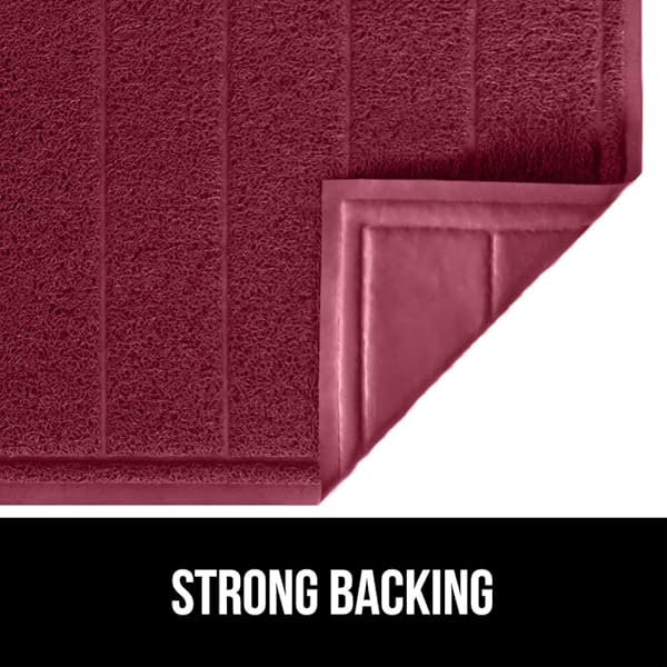 GORILLA GRIP DIRT GRABBER FRONT DOOR MAT, 47X35 HEAVY DUTY WELCOME MATS FOR INDOOR OR OUTDOOR ENTRYWAY, OUTSIDE ENTRANCE RUG MESH WEAVE LOW-PROFILE DOORMAT STAIN AND FADE RESISTANT HOME DÉCOR BURGUNDY