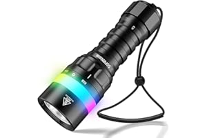 CSTEBOKE Sofirn SD08 Dive Light, 3200lm Bright Scuba Diving Flashlight, IPX8 waterproof rating, with RGB Signal Ring, Submersible up to 100 meters, Easy Twist On/Off, Pro Grade Underwater Gear, Long Runtime