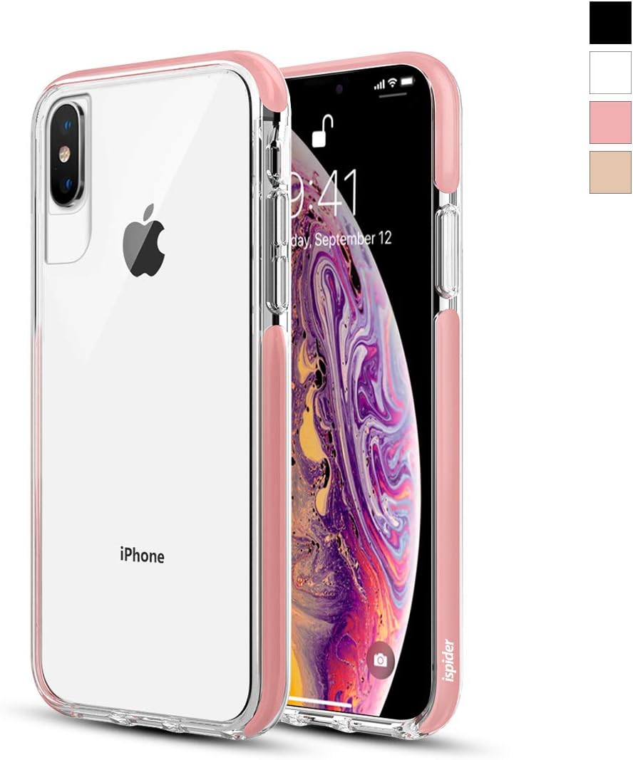 Ispider Clear Case For iPhone Xs MAX Case, 3 Meters Military Grade Anti-Fall, Anti-Scratch, Thin Slim Cover Dual Layer Bumper Case for Apple iPhone Xs Max (2018) (6.5 Inch) - Pink