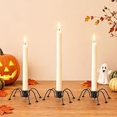 XXAptube 3 Pcs Black Metal Halloween Spider Candle Stick Holders | Fits candles with a diameter of 2–3 cm, Ideal for Halloween table settings and home decorations
