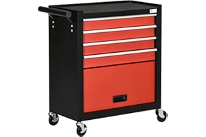 DURHAND 4-Drawer Tool Chest with 4 Wheels, Rolling Tool Box and Storage Cabinet, Portable Tool Organizer for Garage, Factory 