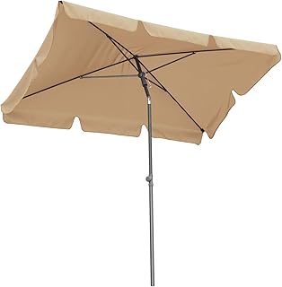 QUICK STAR Balkon Sonnenschirm 200x125cm Balkonschirm Rechteckig Knickbar Sand Gartenschirm UV 50
