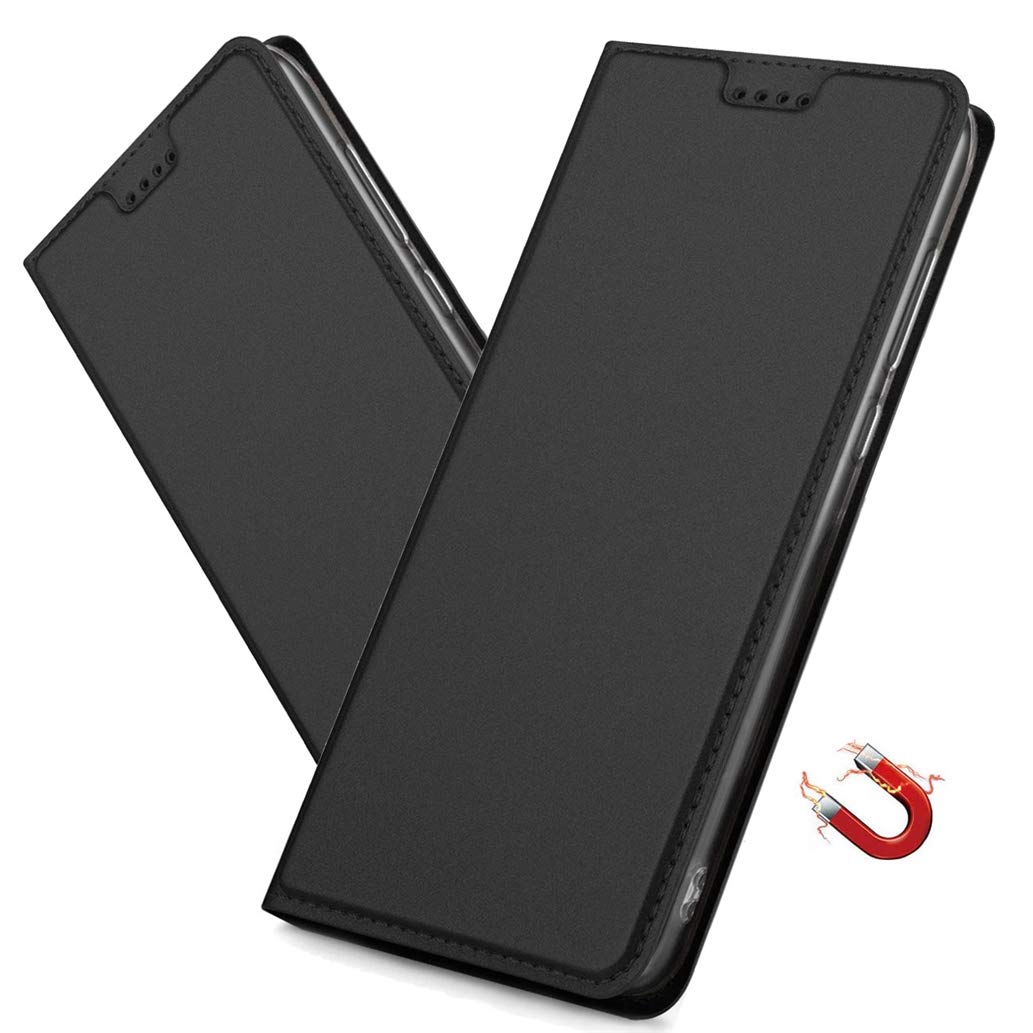 MRSTER Samsung Galaxy Note 10 Case, Samsung Note 10 Premium PU Leather Cover with Hidden Magnetic Adsorption Shockproof Flip Wallet Case for Samsung Galaxy Note 10. DT Black