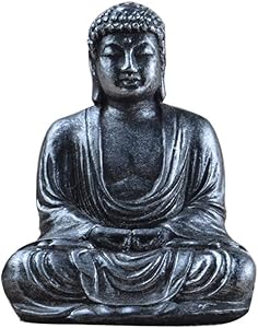YOEDAF Mini Buddha Statue, Mini Zen Sitting Meditation Buddha Resin Figurine Ornament Sculpture Indoor Home Outdoor Garden Decor(Silver)