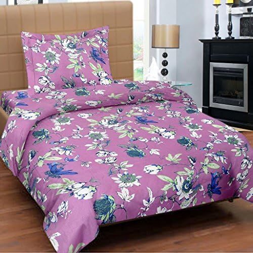 Cortina 104 TC Cotton Single Bedsheet with 1 Pillow Cover - Multicolour