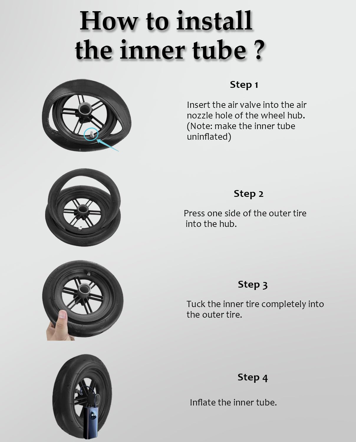 10 Inch 10x2.75-6.5 Off-road Tire Rubber Inner Tube Suitable for Speedway 5 Dualtron 3 Hover-1 Alpha JOYOR S Hiboy Titan PRO Electric Scooter Explosion-Proof Shockproof Super-Grip