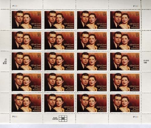 Alfred Lunt & Lynn Fontanne 20 x 33 Cent US Postage Stamps Scot #3287