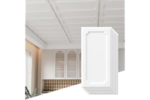 LooYee 24 PCS 2 x 4FT Drop Ceiling Tiles, PVC White Ceiling Panels Waterproof Washable Fire-Rated Reusable Prevent Breakage Ideal for Living Room Bedroom Office Commercial Spaces Cover 192 Sq.Ft