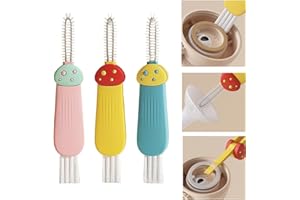 GENERIC 3 in 1 Cup Lid Cleaning Brush,Multifunctional Crevice Portable Cup Lid Cleaning Brush 3Pcs for Bottle Gap Tight Spaces Cup Gift (Mushroom, one Size)
