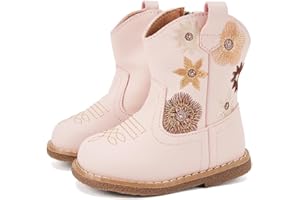 BMCiTYBM Baby Cowboy Cowgirl Boots Infant Western Shoes Boys Girls Round Toe Boots All Seasons 6-24 Months