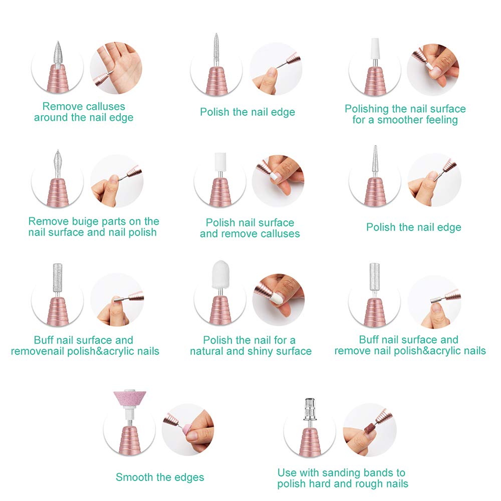 20000 RPM Nail Drill,Compact E file Electric Manicure Pedicure Polishing Acrylic Nail Drill for Home Use or Beauty Salon, Gold: Beauty