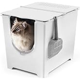 Modkat Flip Covered Litter Box, Front Entry, White | 3-position magnetic lid, seamless base and reusable TabFit liner help contain mess and simplify cleanup.