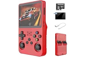 Ugtenversi R36s Handheld Retro Gaming Console Linux System Support 13+ Emulator, Portable Pocket Game Console 3.5-inch IPS Screen (red 64G)