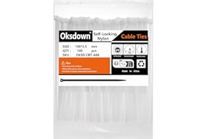 Oksdown 100 Pack White Plastic Cable Ties 100mm×2.5mm Small Nylon Zip Ties Premium Self Locking 4 inch Mini Tie Wraps