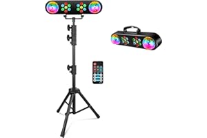 YEESITE DJ Party Lights with Stand - Stage Party Bar Light Set with Rotating Ball Colorful RGB LED Par Light Sound Activated Remote Control Lighting System for Disco Gig Band Dance Wedding Club Events