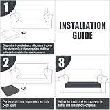 Teynewer Velvet Sofa Seat Cushion Covers 2 Seater Dark Grey Non-Slip view 6