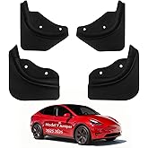 Mud Flaps for Tesla Model Y Juniper Accessories 2026 2025, Mud Guards for Tesla Model Y Juniper, TPE All-Weather Protection Mud Flaps [Protect Paint, No Drilling Required] Black (Set of 4)