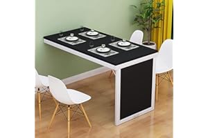 HORV Folding Dining Table Laundry Table Wall Mounted Fold Up Convertible Desk MDF Floating Desk Computer Table Drop-Leaf Desk