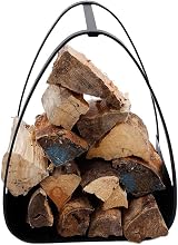 Charles Bentley Log Holder Black Matte Iron Larch Fireplace Wood Storage 6KG view 4