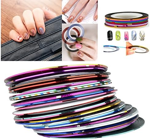 Insten 30Pcs Mixed Colors Rolls Glitter Striping Tape Line Nail Art Tips Decoration Sticker
