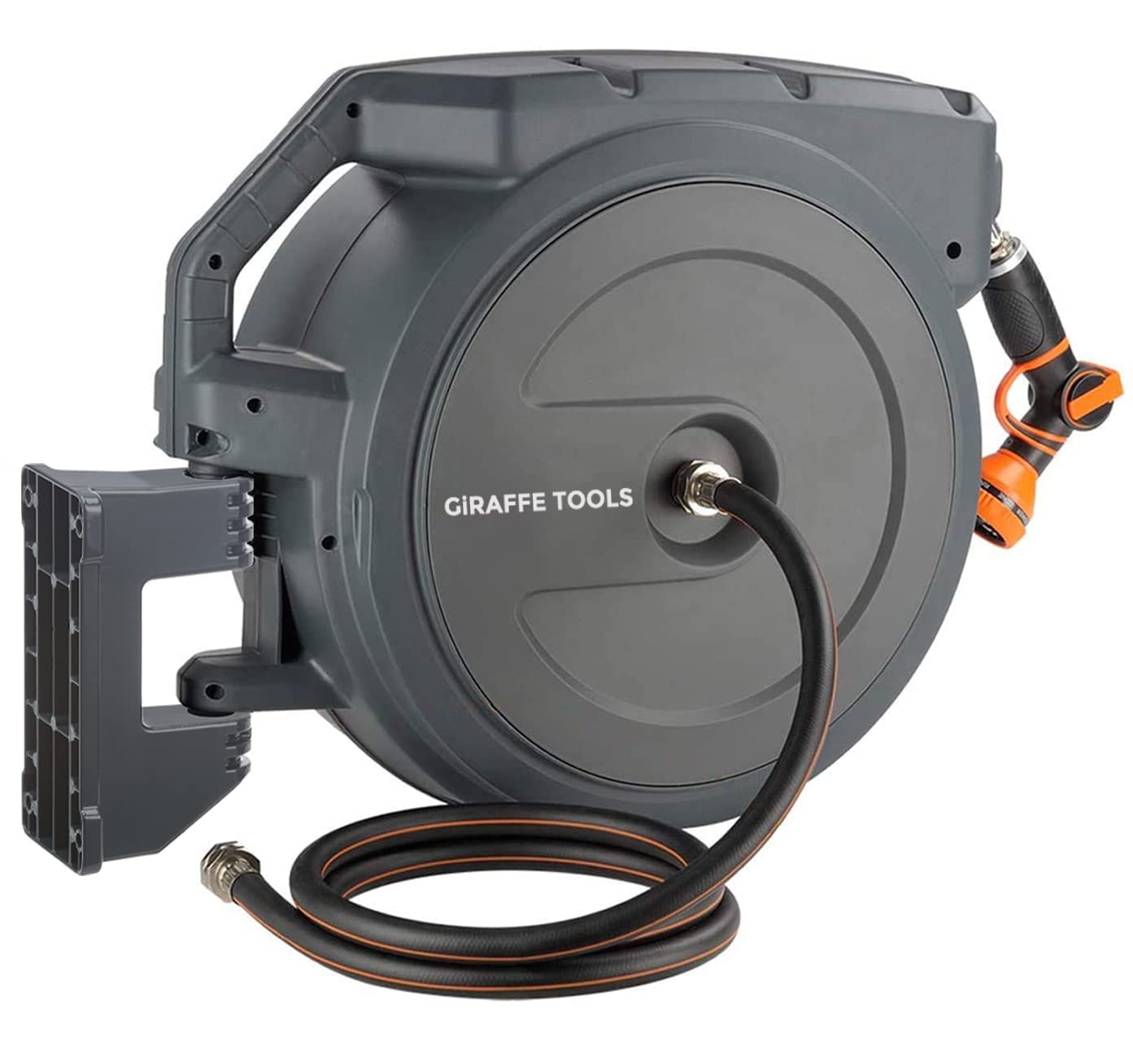 Photo 1 of ***PARTS ONLY***Giraffe Tools AW405/8MB Retractable Garden Hose Reel 5/8" x 90 ft PRO Metal Bracket, Heavy Duty, Any Length Lock Hose Reel, 90ft, Dark Grey