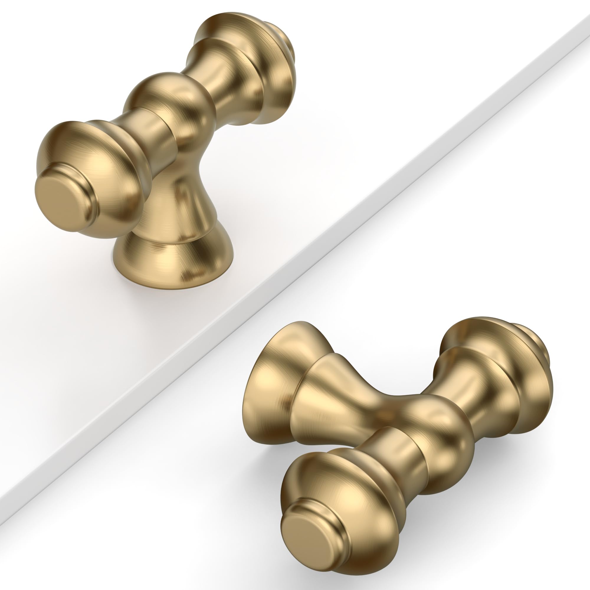 Coinkoly 10 Pack Champagne Bronze Cabinet Handles - Single Hole T Bar Drawer Knobs - Cupboard & Wardrobe Knobs UK0001