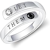 Cujiesp Let Them/Just Breathe/Faith Over Fear/Let Go Let God Ring 925 Sterling Silver Inspirational Gift for Women Men Healing Wrap Open Adjustable Encouragement Jewelry Gift to Friends