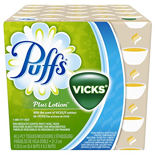 Puffs Plus Lotion with Vicks Facial Tissues, 24 Cubes, 48 Tissues per