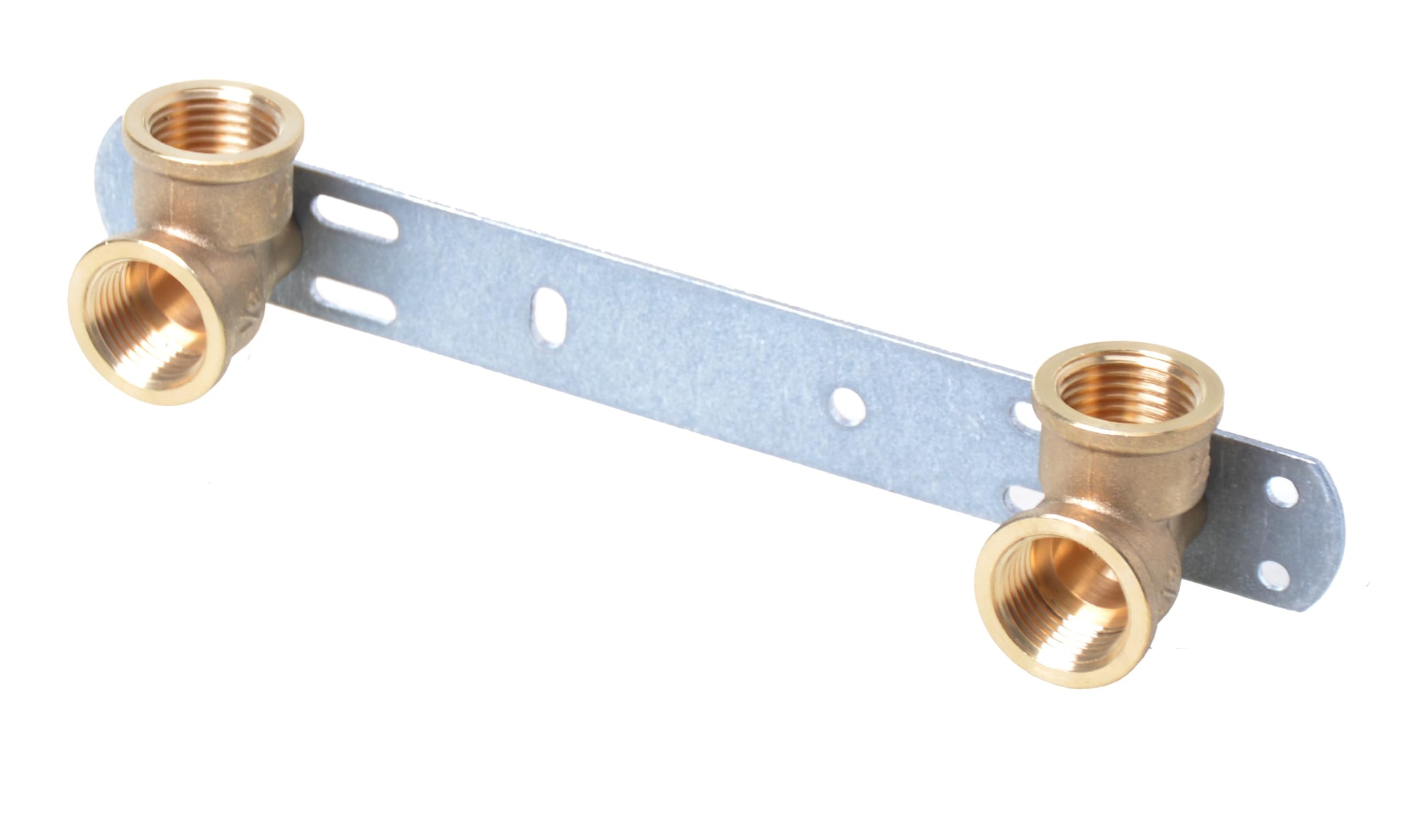 Aqbau® Mounting Unit, Mounting Plate, Wall Plate for Bathroom Taps, Water Drinking Water, Brass Metal, Mounting Plate Water Connection 1/2 x 1/2 Inch Distance of 150 mm