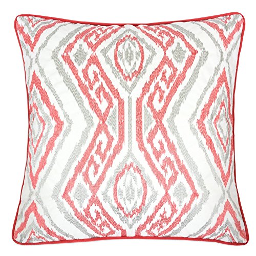 Homey Cozy Embroidery Coral Velvet Throw Pillow Cover,Passionate Series Diamond Key Bright Spring Tropical Decorative Pillow Case Home Decor 20X20,Cover Only