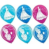 Disney Cinderella Printed Latex Birthday Party Balloons Decoration (6 Pack), Multi Color, 12